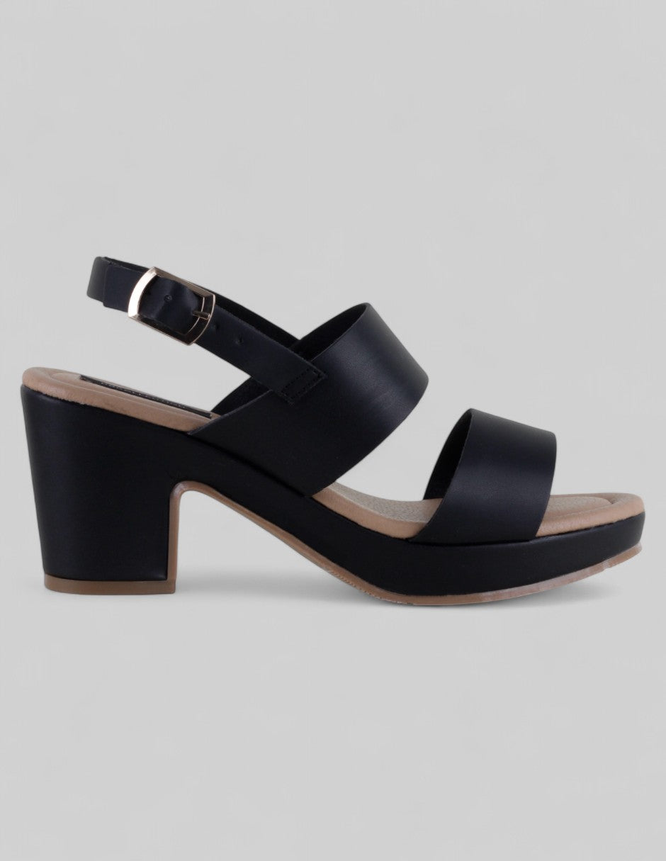 Sandalia con tacón Steps en Piel vegana – Negro