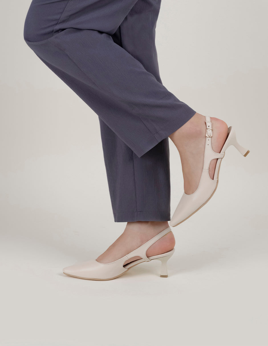 Zapatillas Slingback en Piel vegana – Blanco