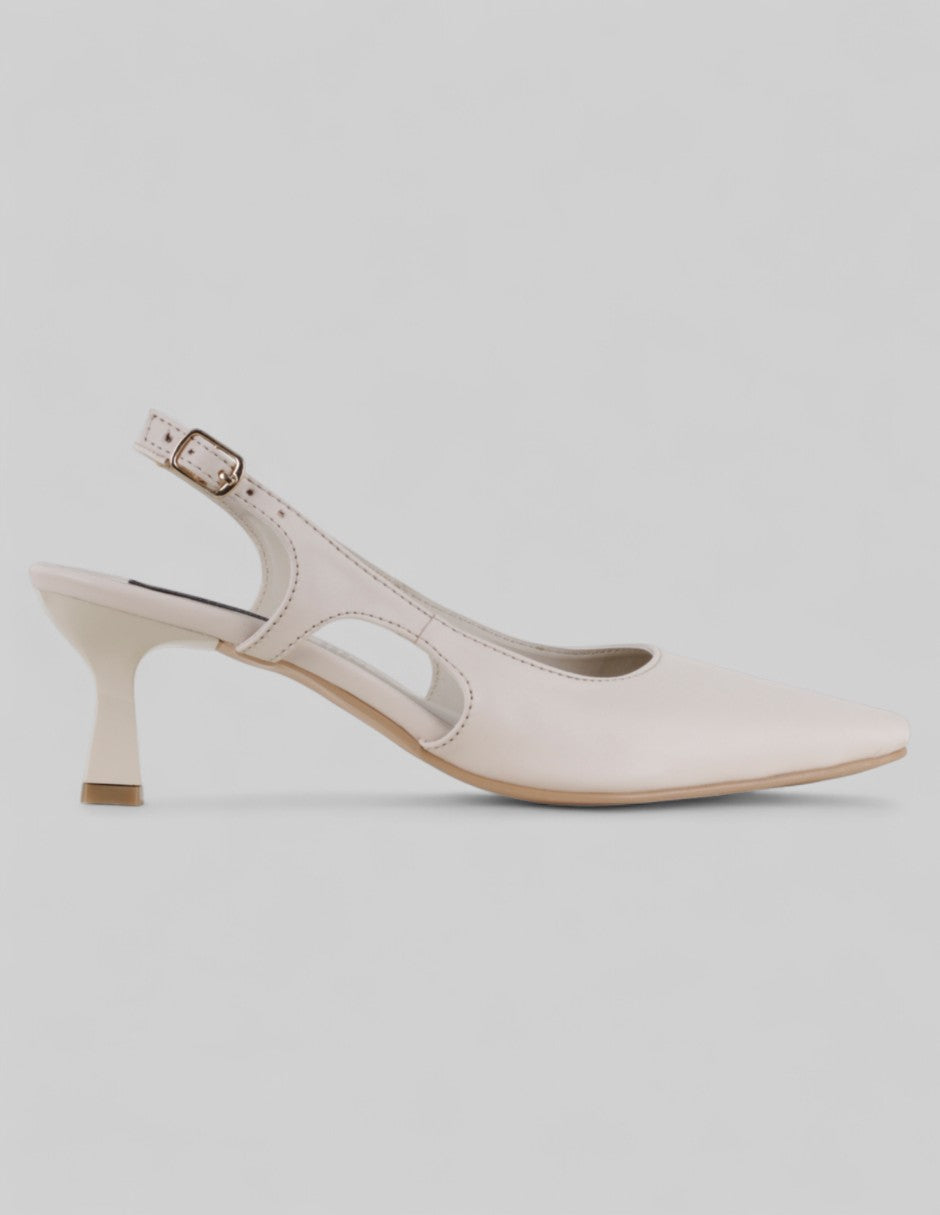 Zapatillas Slingback en Piel vegana – Blanco