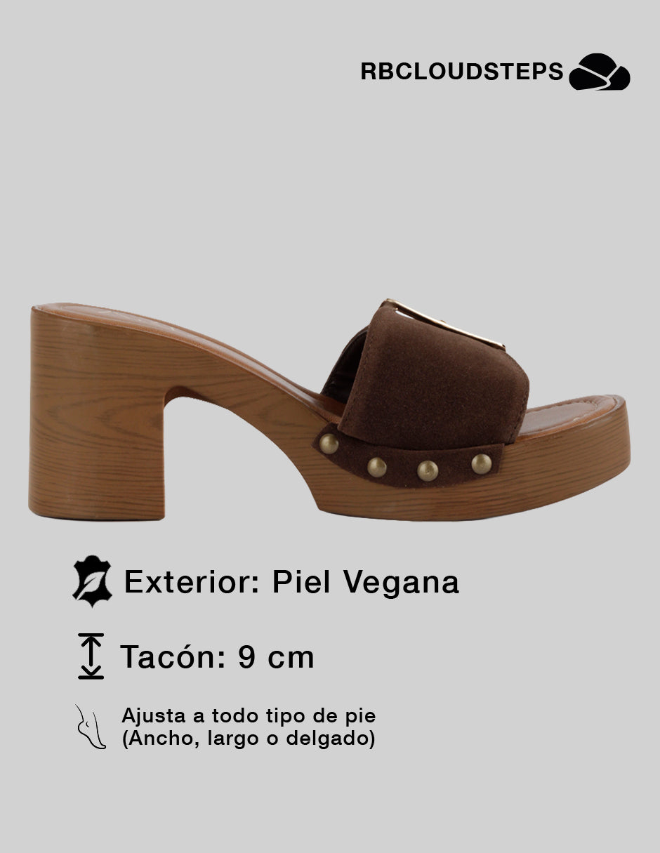 Sandalia con tacón Spint en Piel vegana – Café