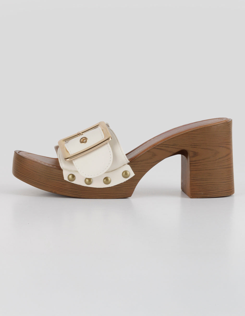Sandalia con tacón Spint en Piel vegana – Beige