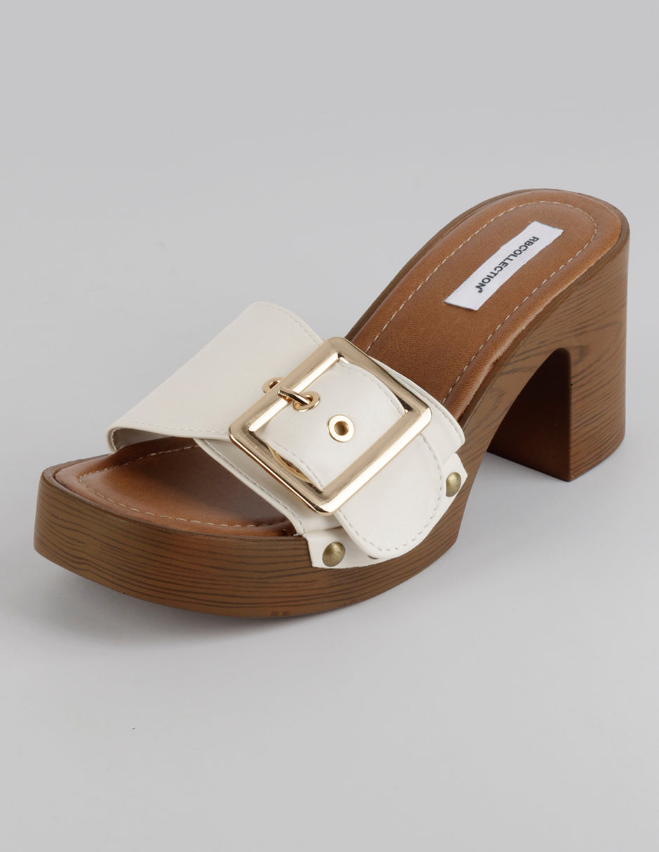 Sandalia con tacón Spint en Piel vegana – Beige