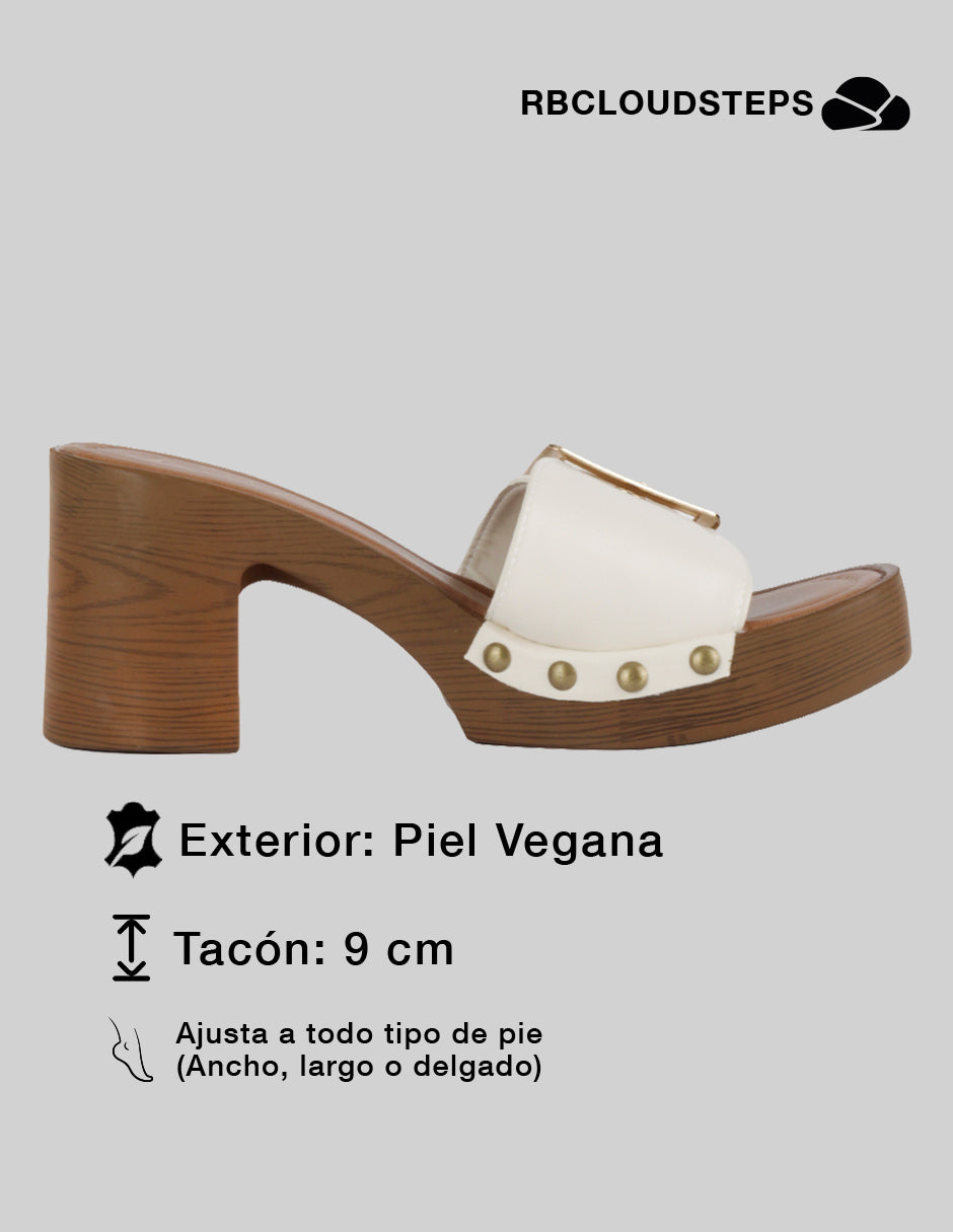 Sandalia con tacón Spint en Piel vegana – Beige