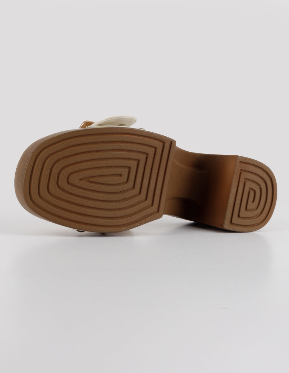 Sandalia con tacón Spint en Piel vegana – Beige