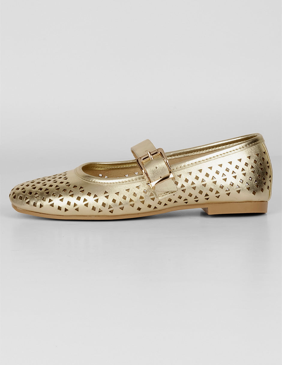 Mary jane Exterior Sintético Color Dorado Para Mujer De RBCOLLECTION