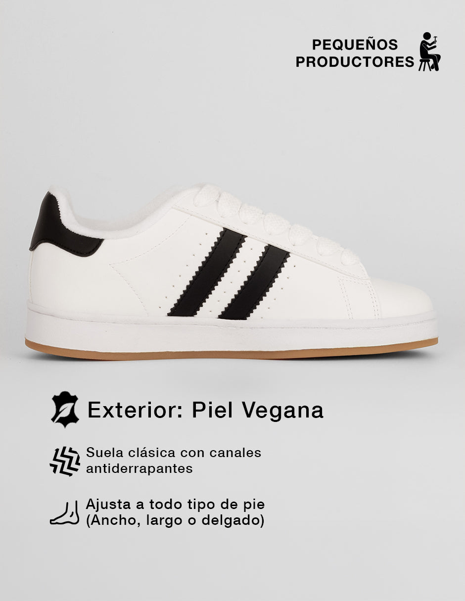 Tenis con cordones Bear en Piel vegana – Blanco