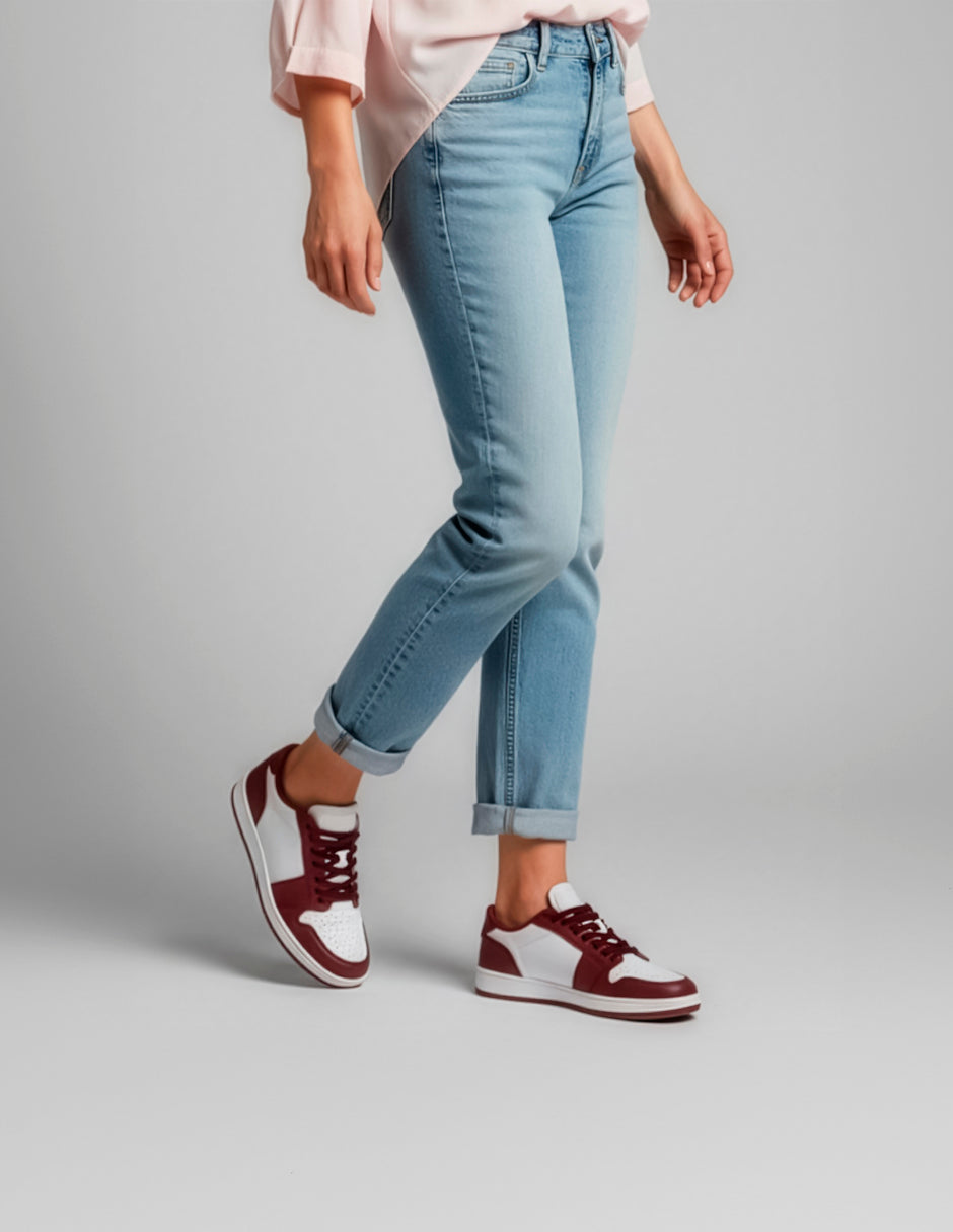 Tenis con cordones  Bear en Piel vegana – Rojo
