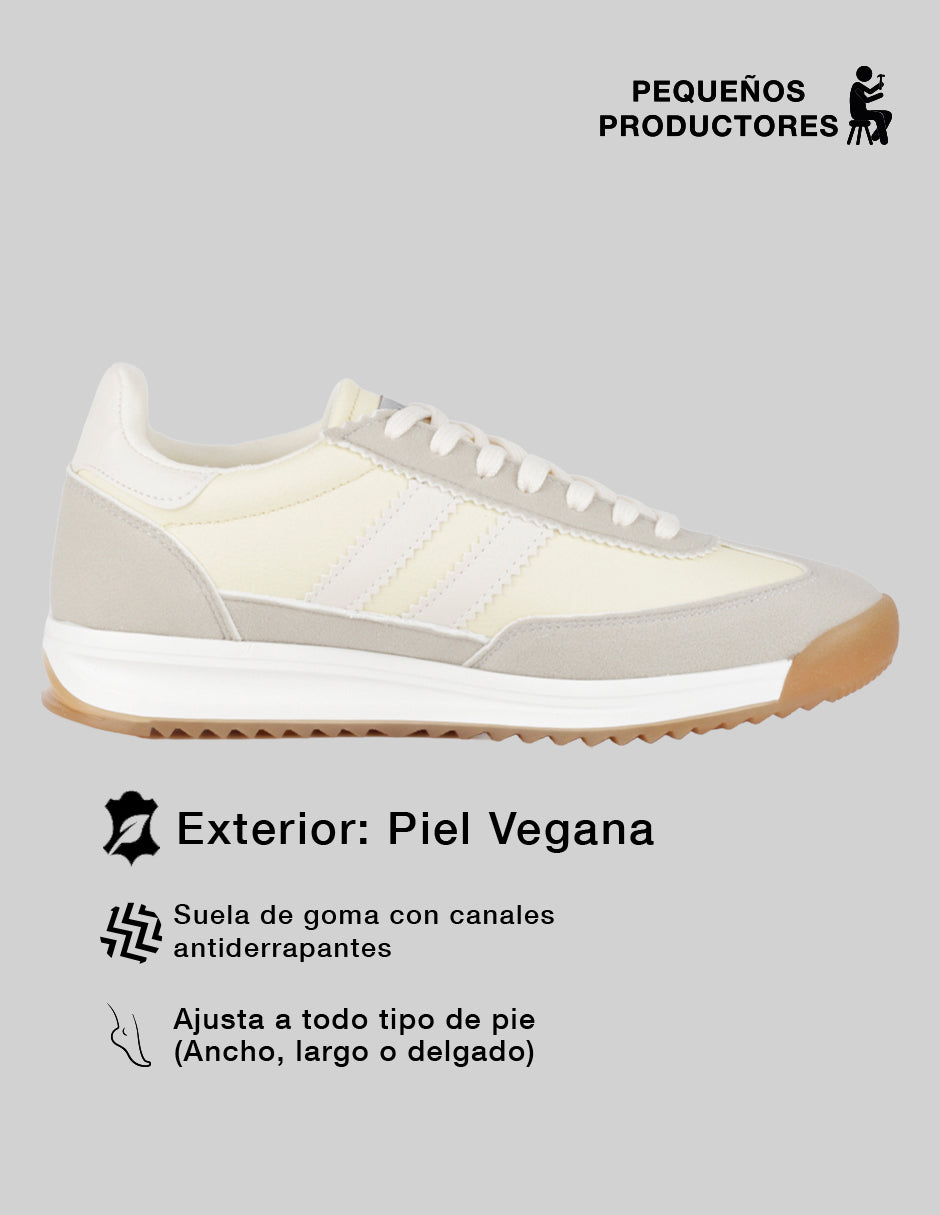 Tenis con cordones  Bear en Piel vegana – Beige