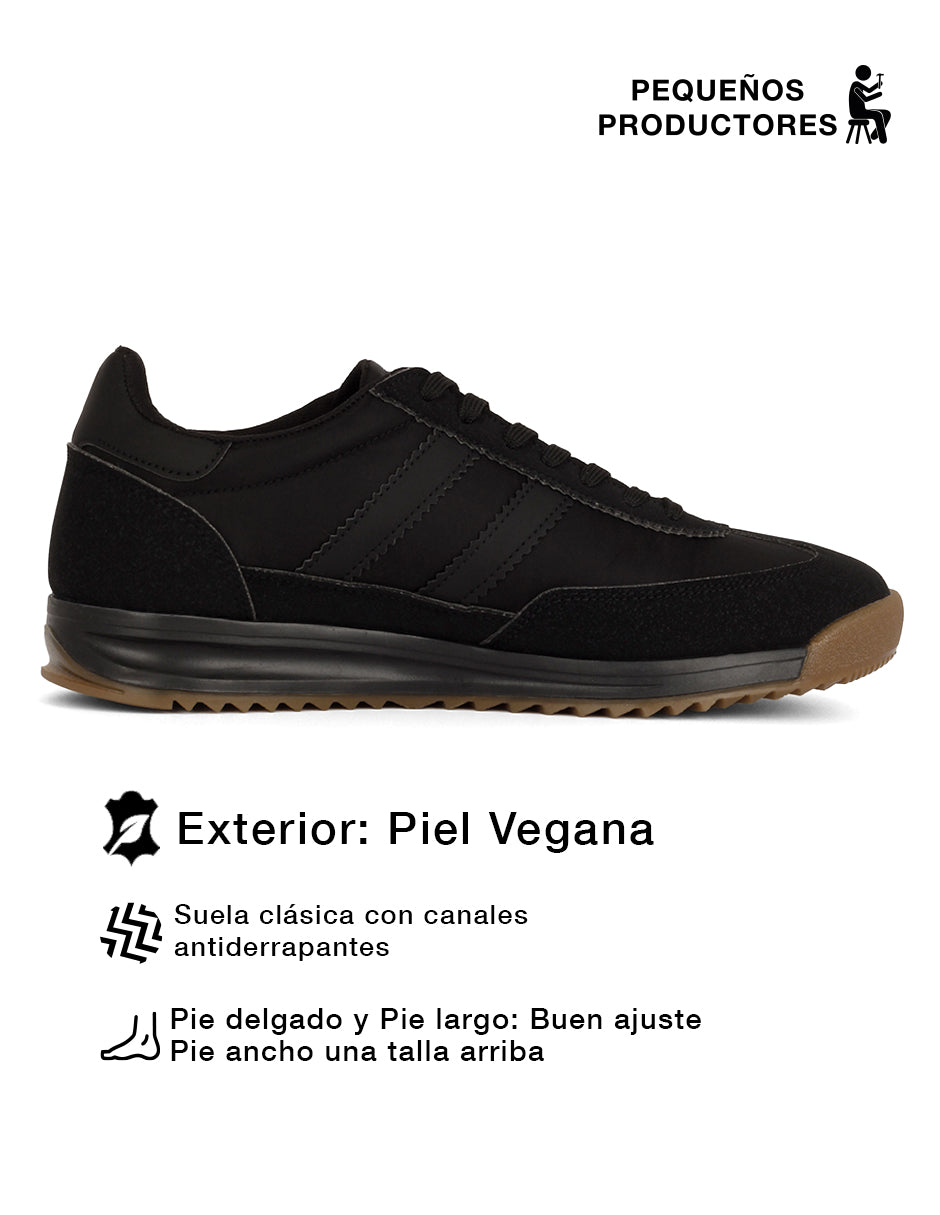 Tenis con cordones Bear en Textil – Negro