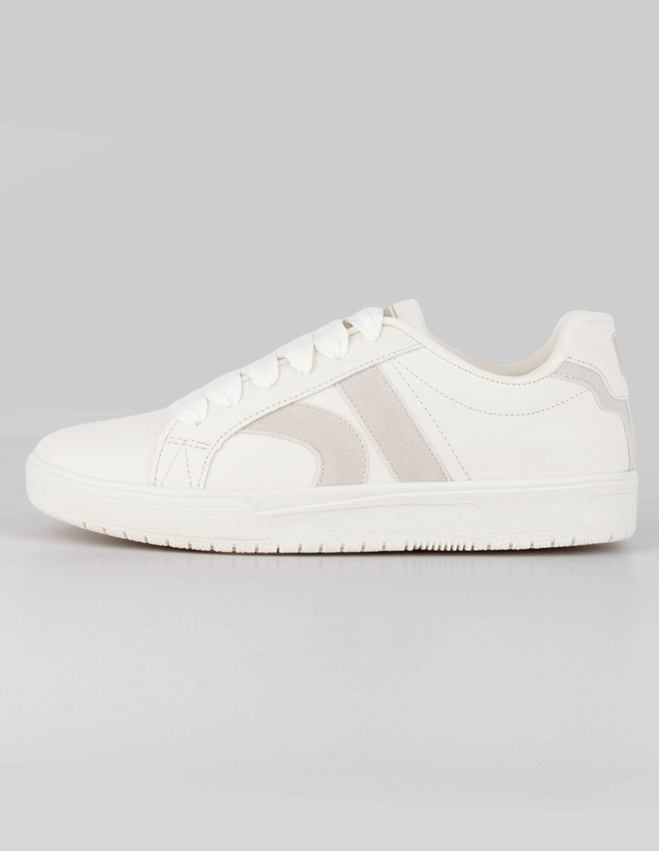 Tenis con cordones  Urban en Piel vegana – Blanco