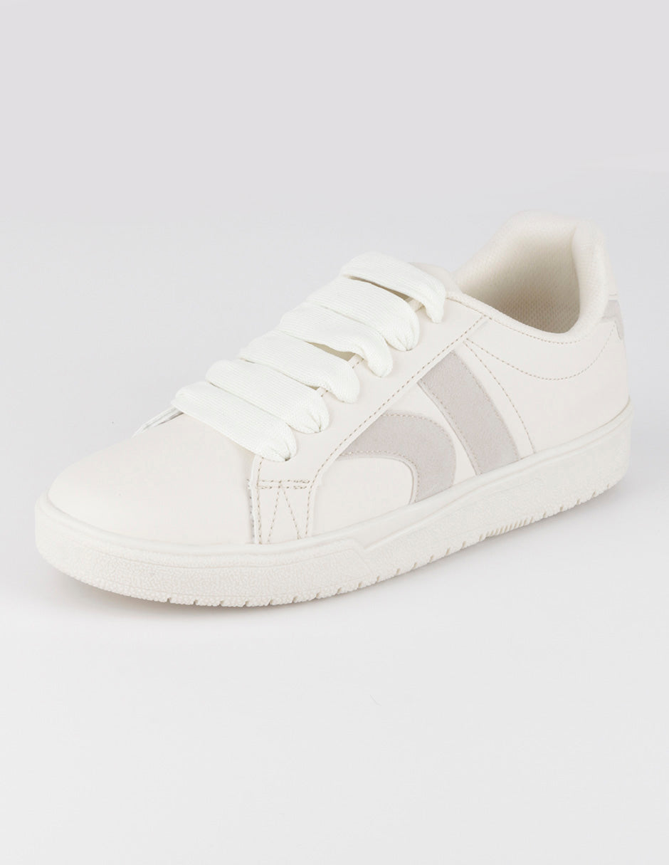 Tenis con cordones  Urban en Piel vegana – Blanco
