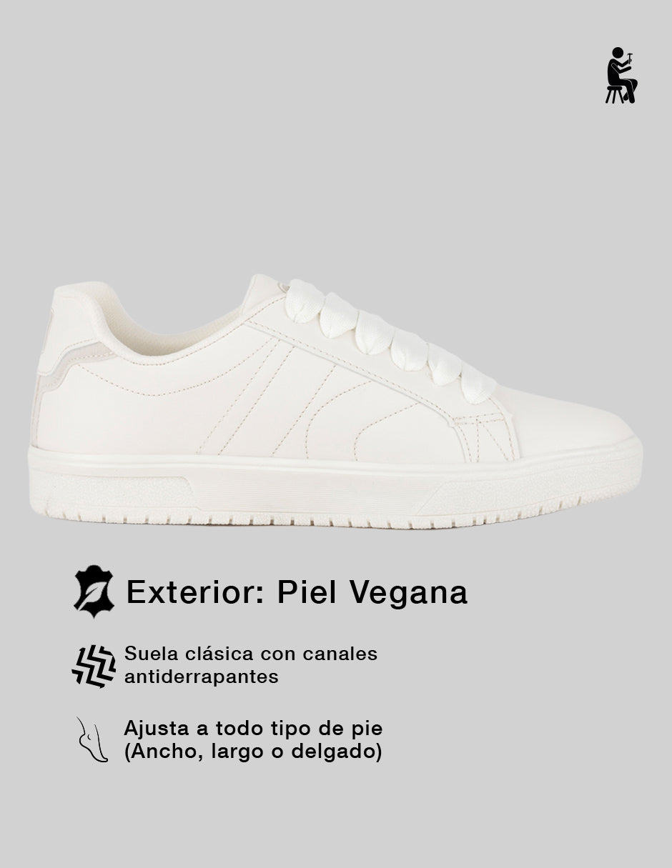 Tenis con cordones  Urban en Piel vegana – Blanco