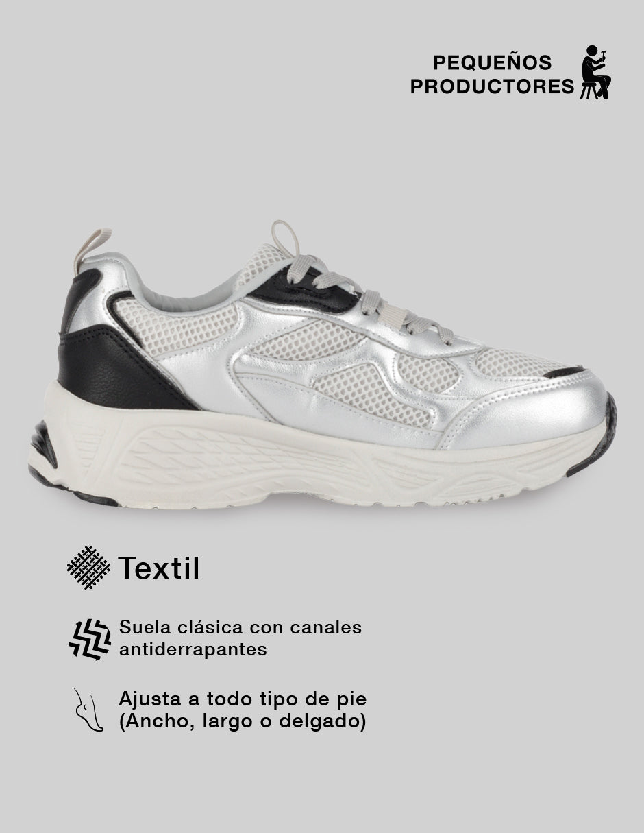 Tenis tipo deportivo  Highline en Textil – Plata
