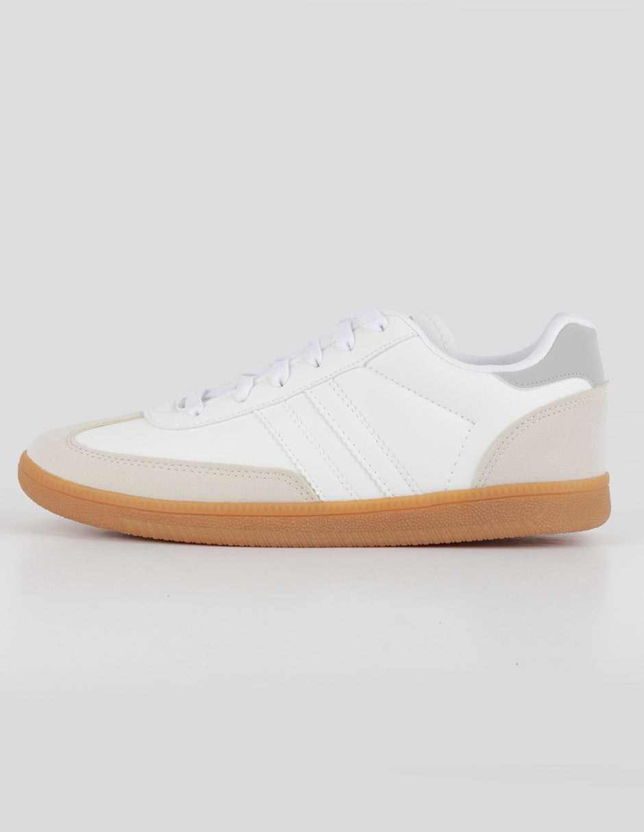 Tenis con cordones  Sam en Piel vegana – Blanco