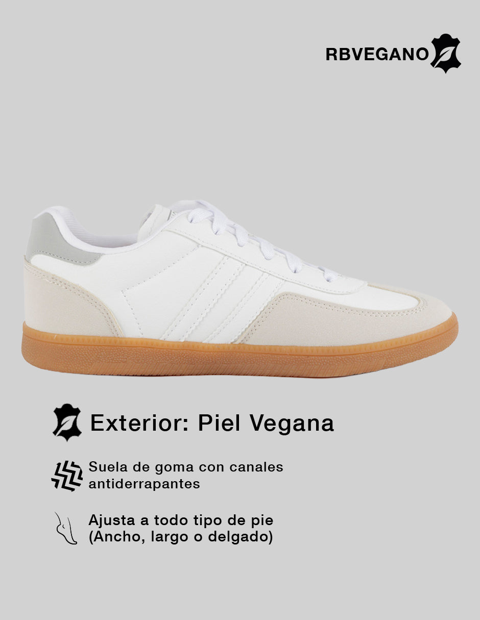 Tenis con cordones  Sam en Piel vegana – Blanco
