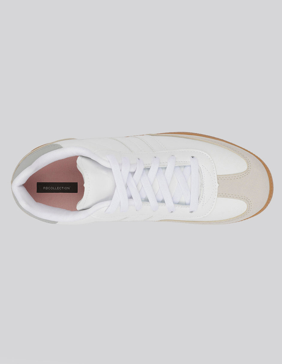 Tenis con cordones  Sam en Piel vegana – Blanco