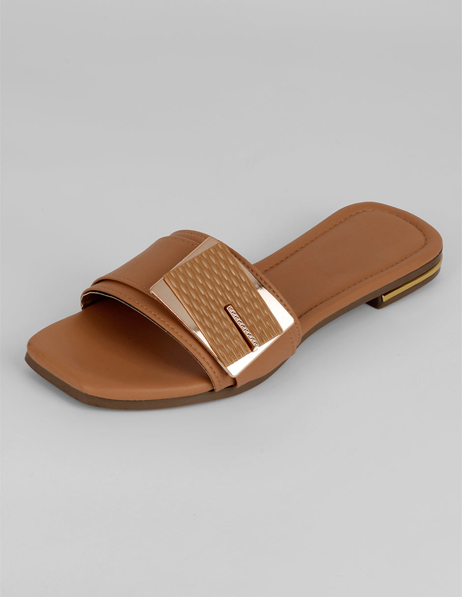 Sandalias de piso Soft en Piel vegana – Café
