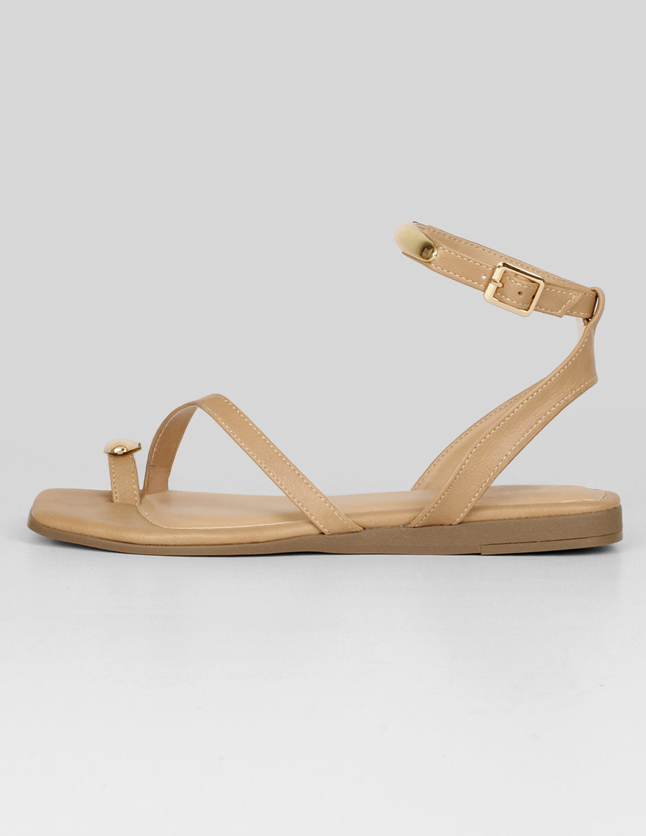 Sandalias de piso Exterior Piel vegana Color Beige Para Mujer De RBBASICS