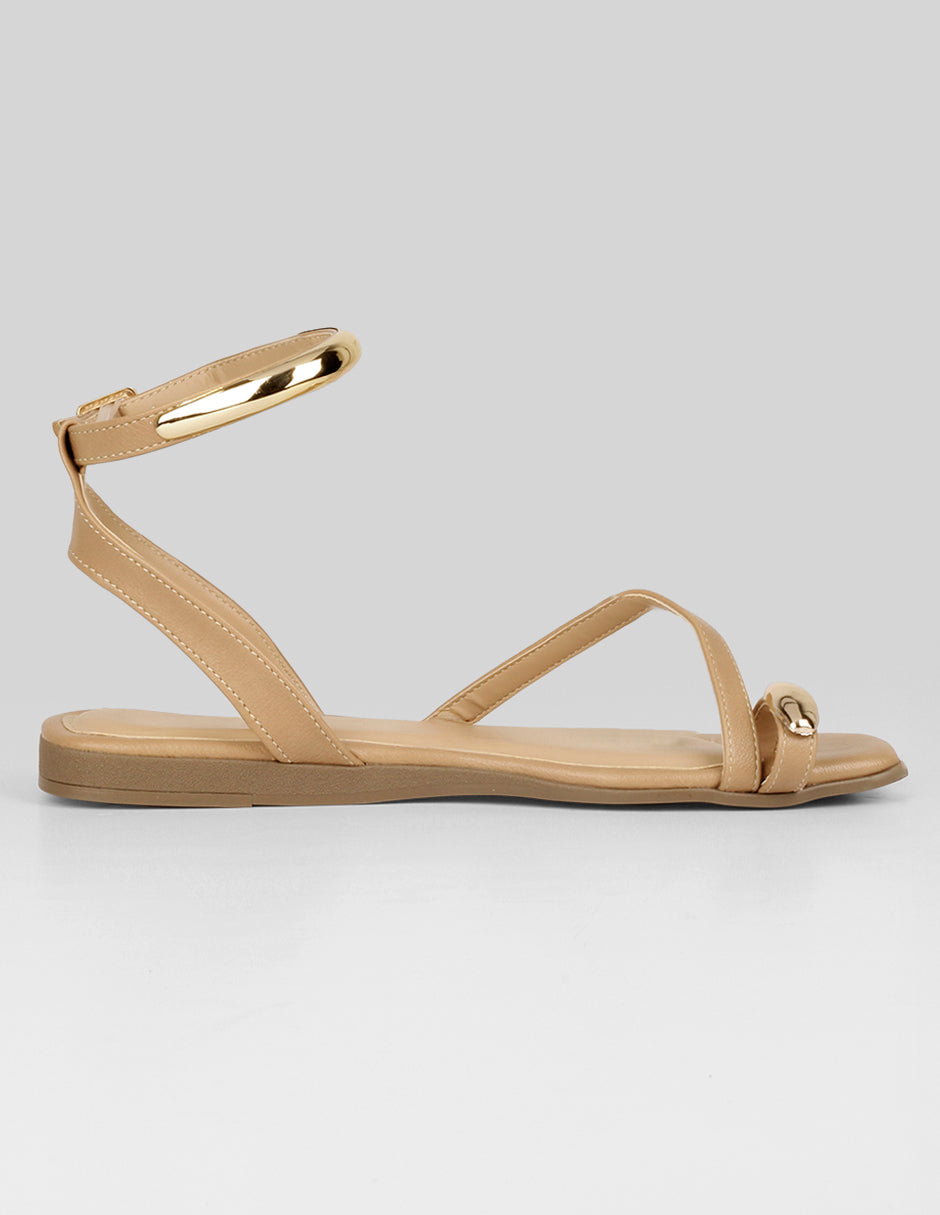 Sandalias de piso Soft en Piel vegana – Beige