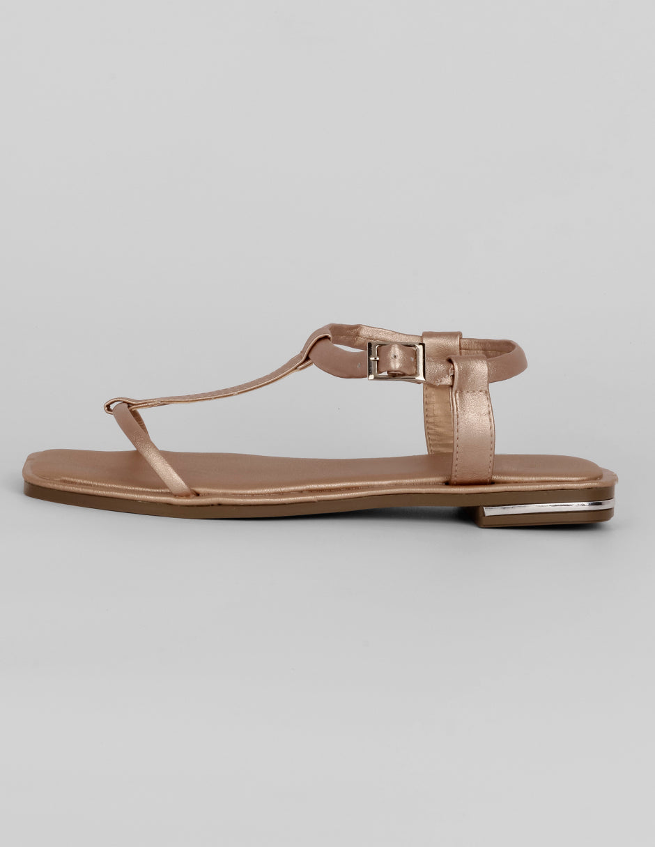 Sandalias de piso Exterior Sintético Color Dorado Para Mujer De RBBASICS