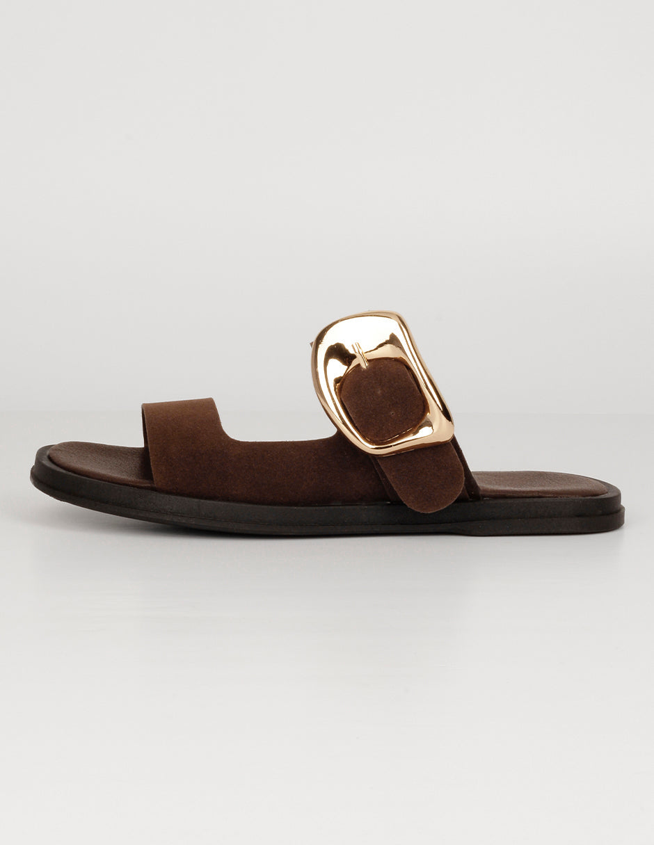Sandalias de piso Exterior Gamuza sintética Color Café Para Mujer De RBBASICS
