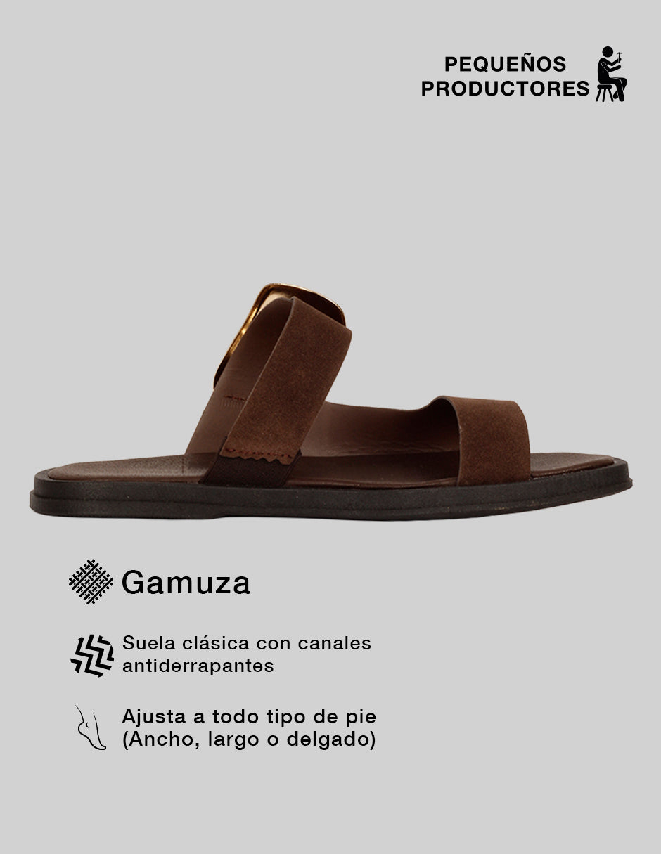 Sandalias de piso Alnia en Gamuza sintética – Café