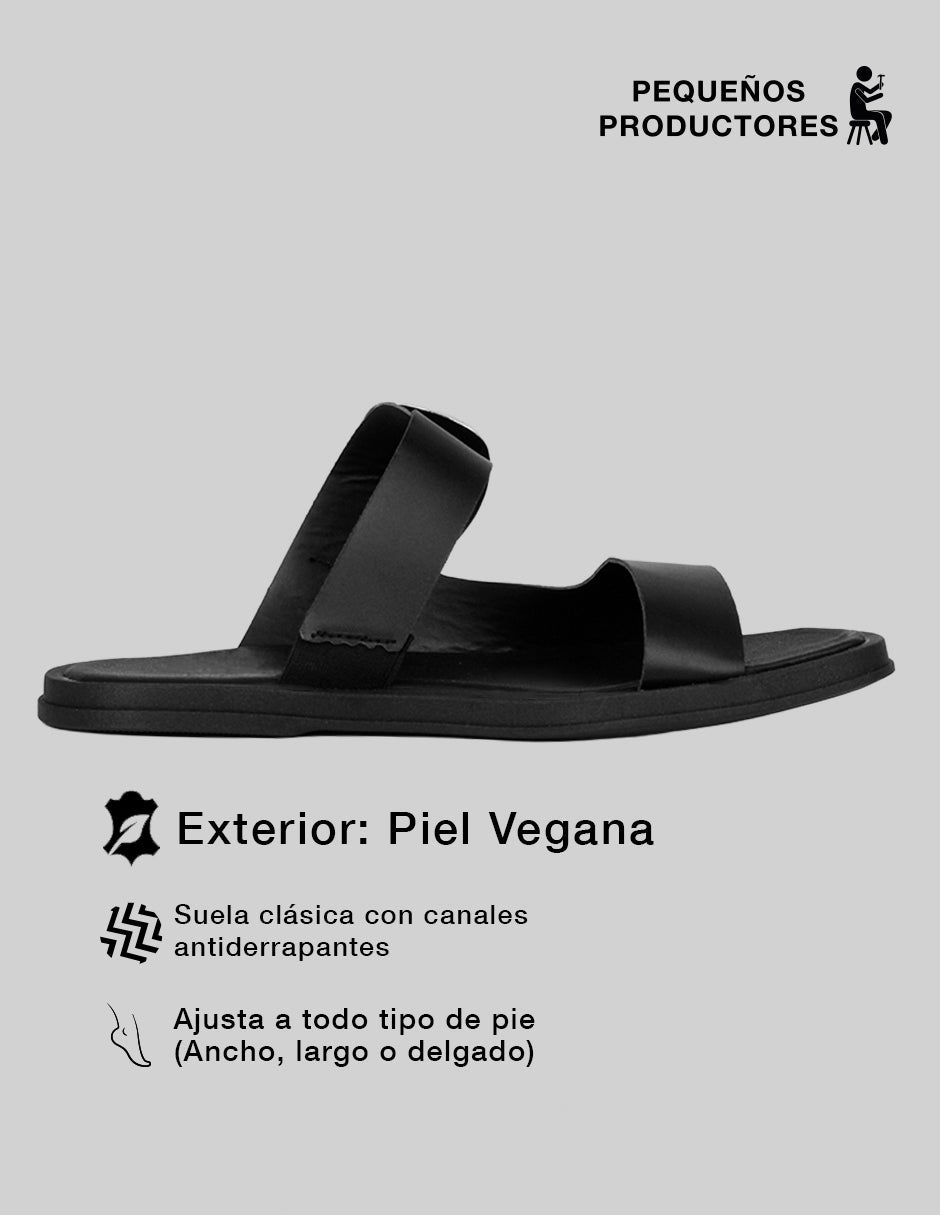 Sandalias de piso Alnia en Piel vegana – Negro