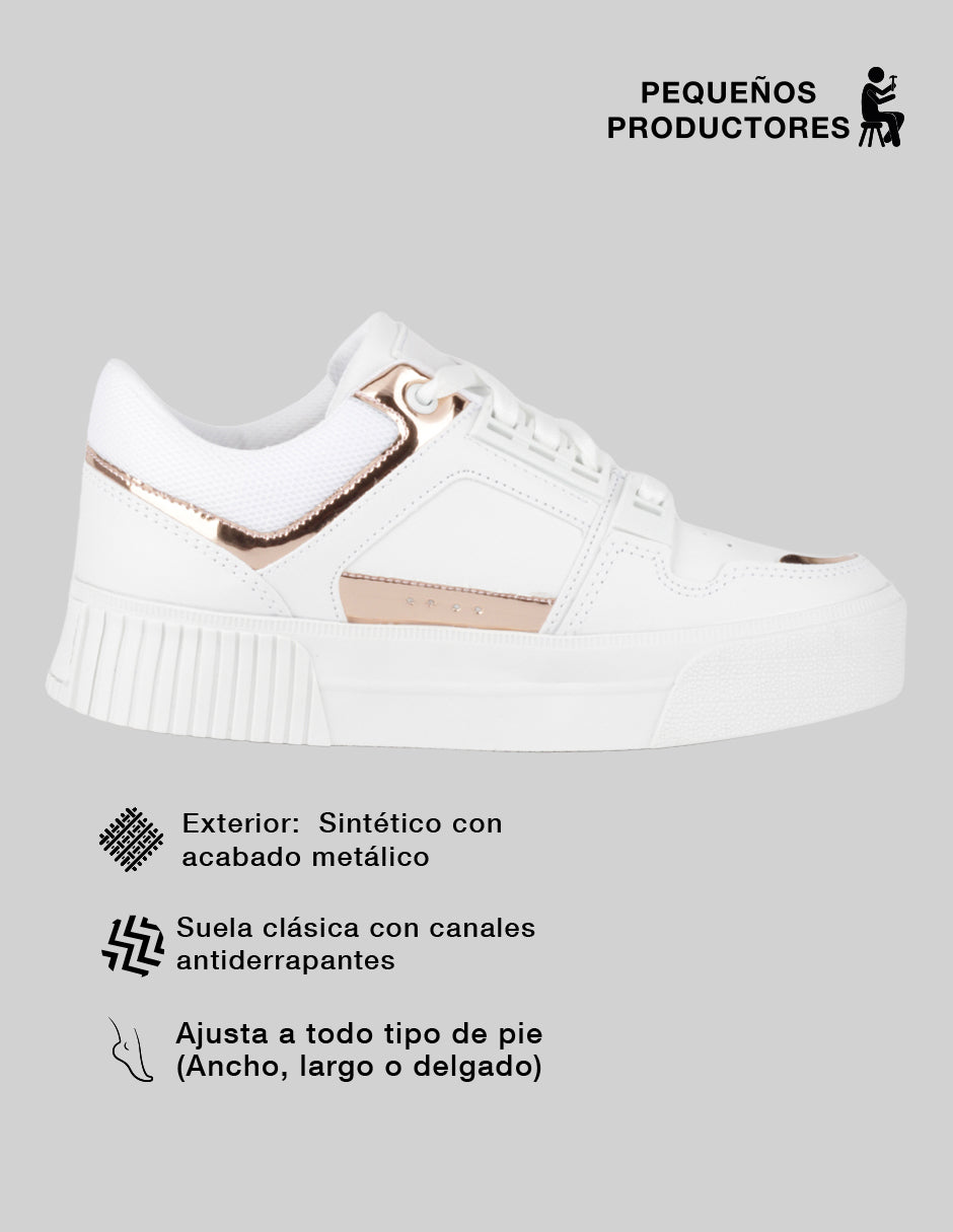 Tenis con cordones  Highline en Sintético – Blanco