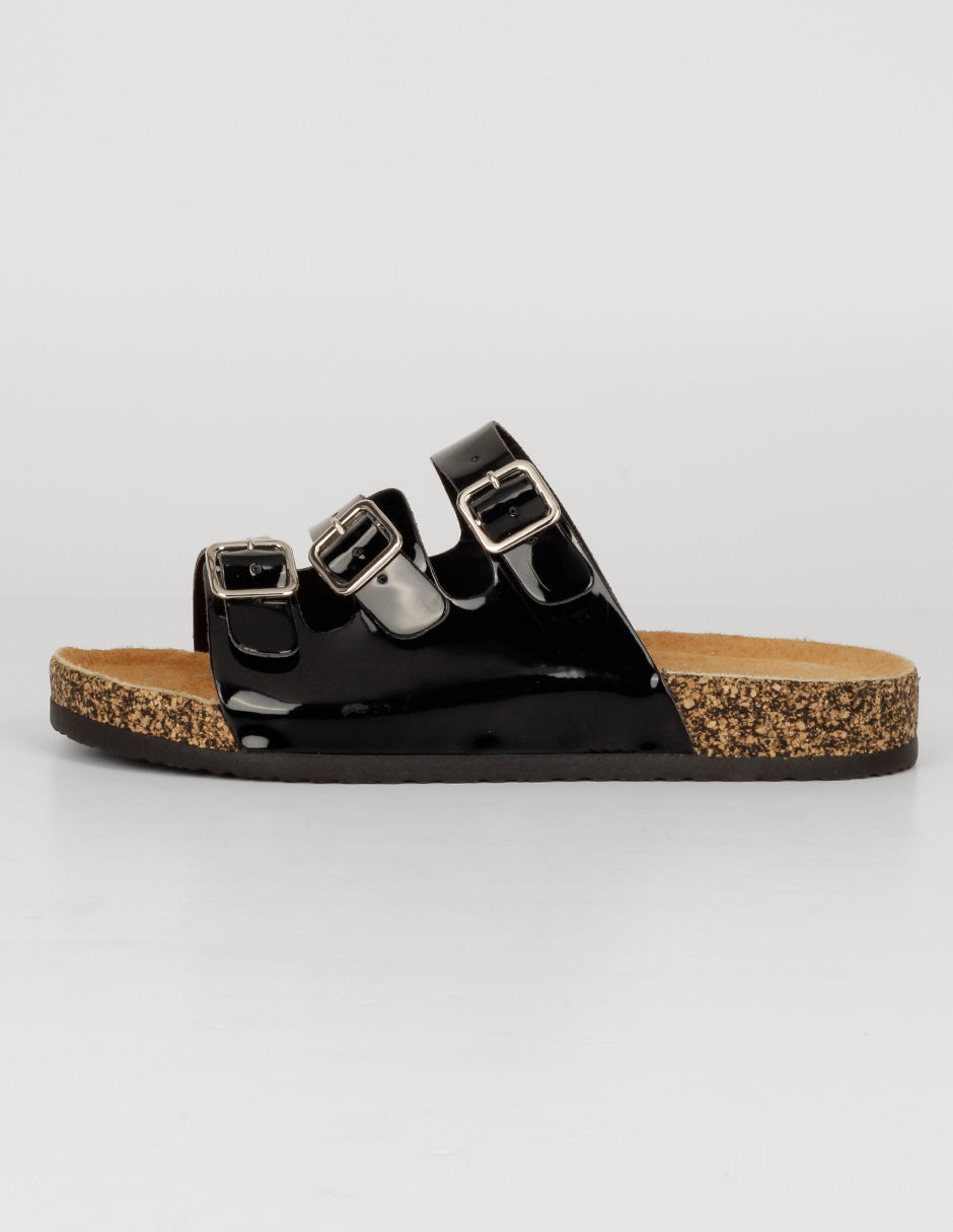 Sandalias de piso Exterior Charol Color Negro Para Mujer De RBBASICS