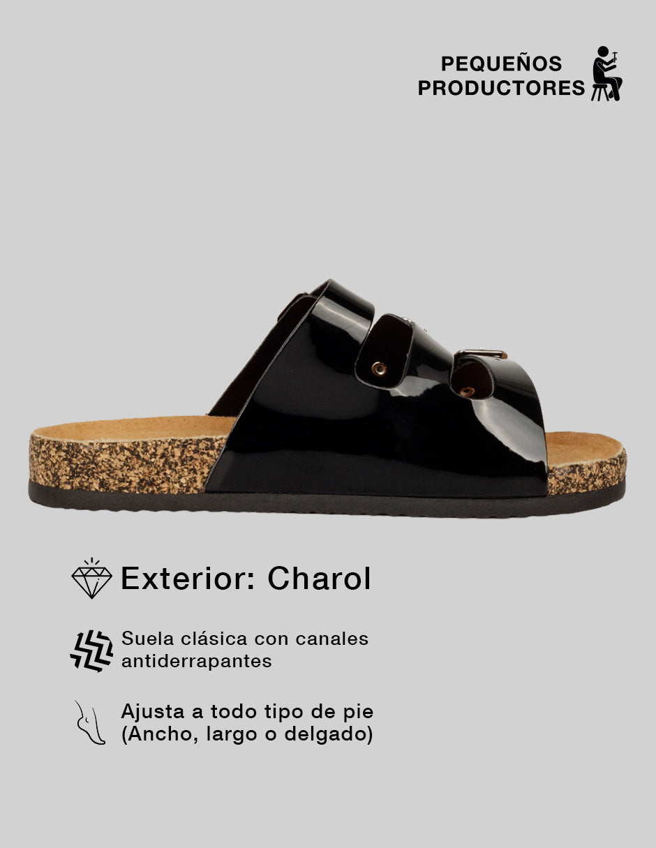Sandalias de piso Birt en Charol – Negro