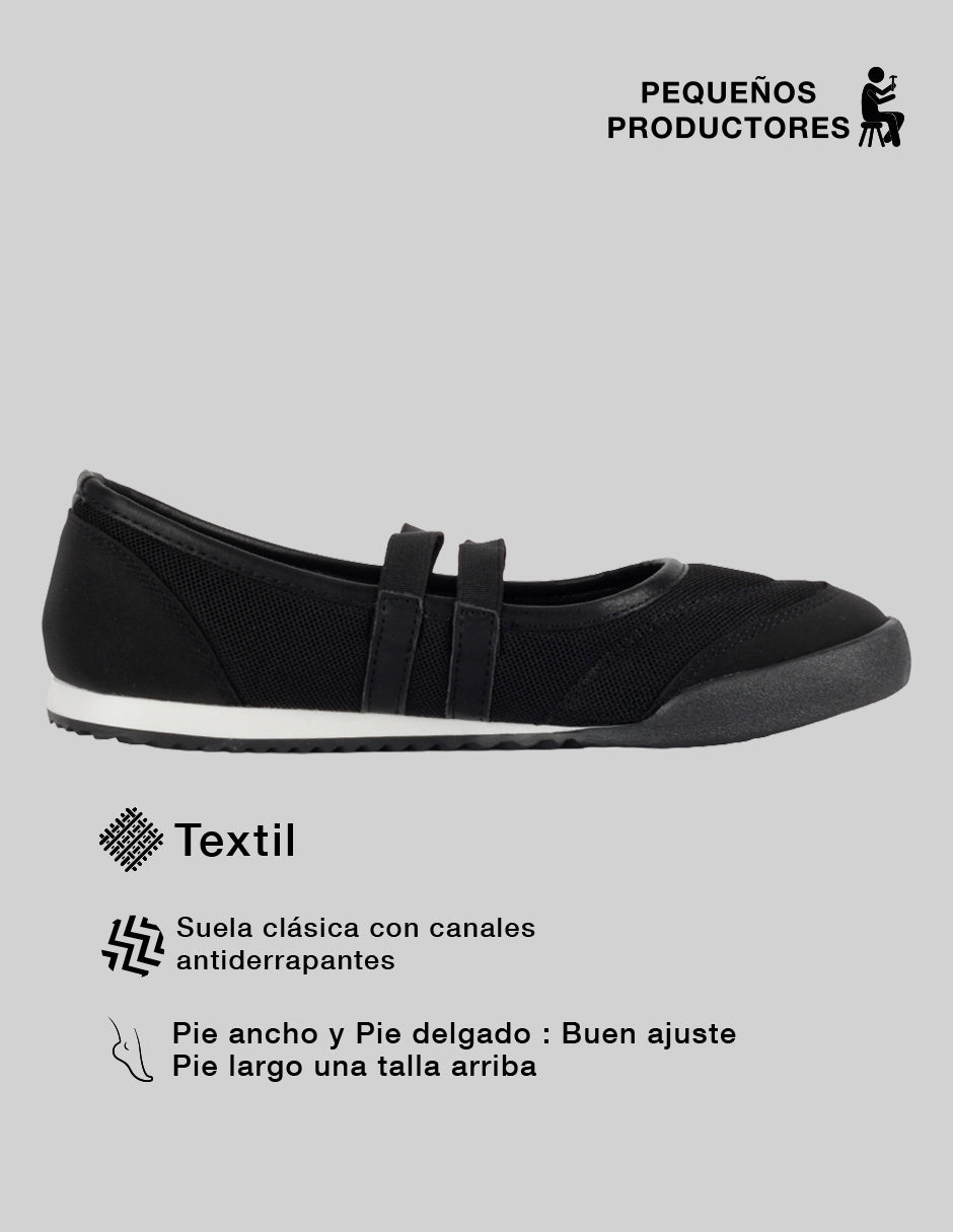 Tenis sin cordones  Darling en Textil – Negro