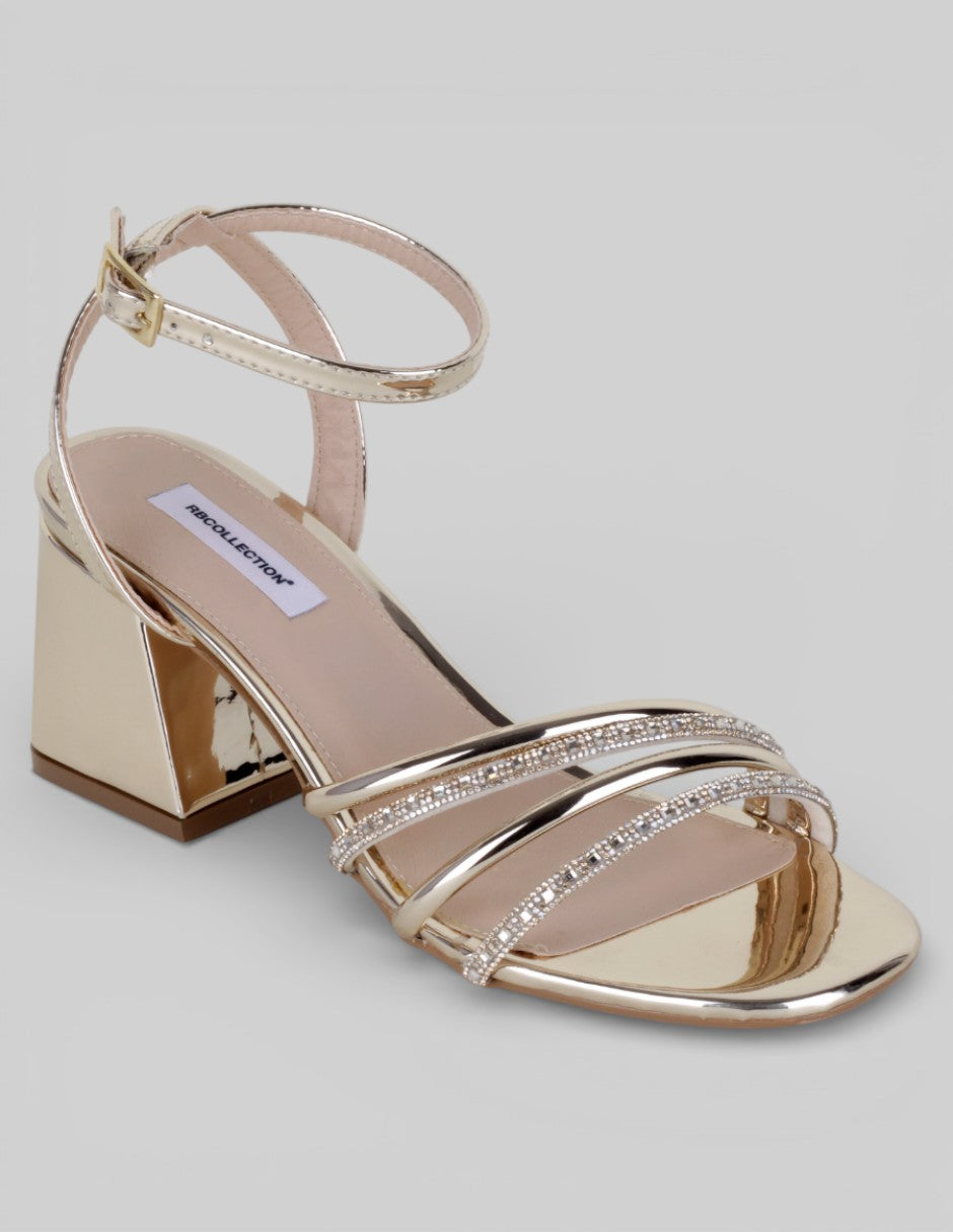 Sandalia con tacón Glowm en Sintético – Dorado