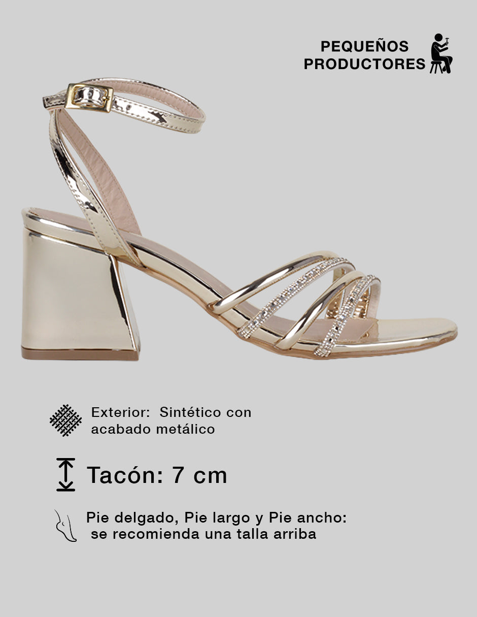 Sandalia con tacón Glowm en Sintético – Dorado