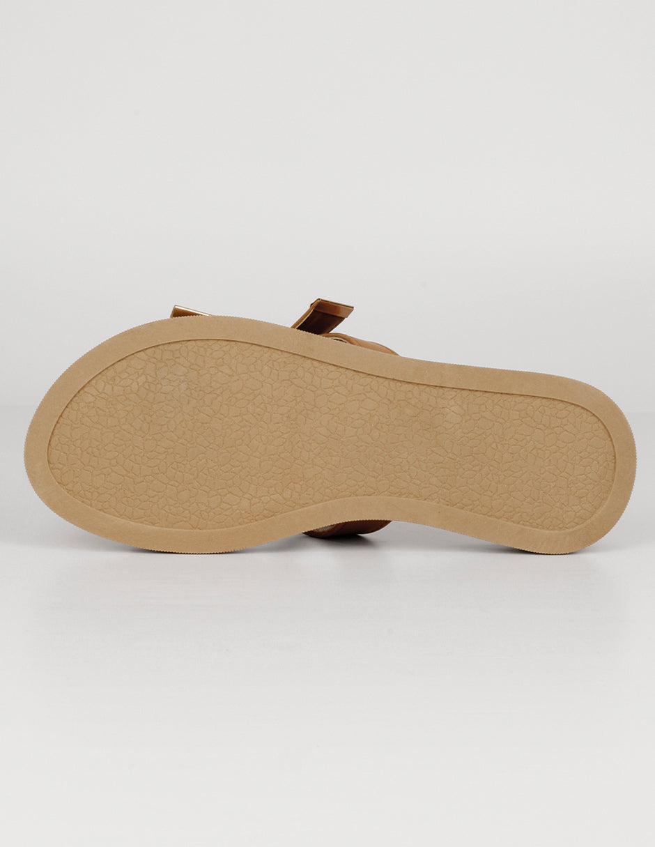 Sandalias de piso Yuri en Piel vegana – Café