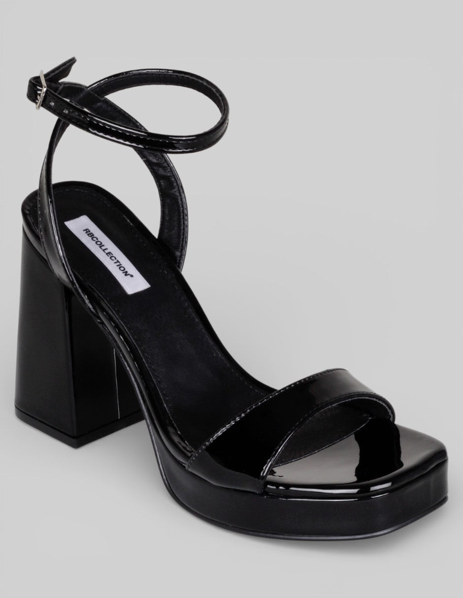 Sandalia con tacón Sylen en Charol – Negro