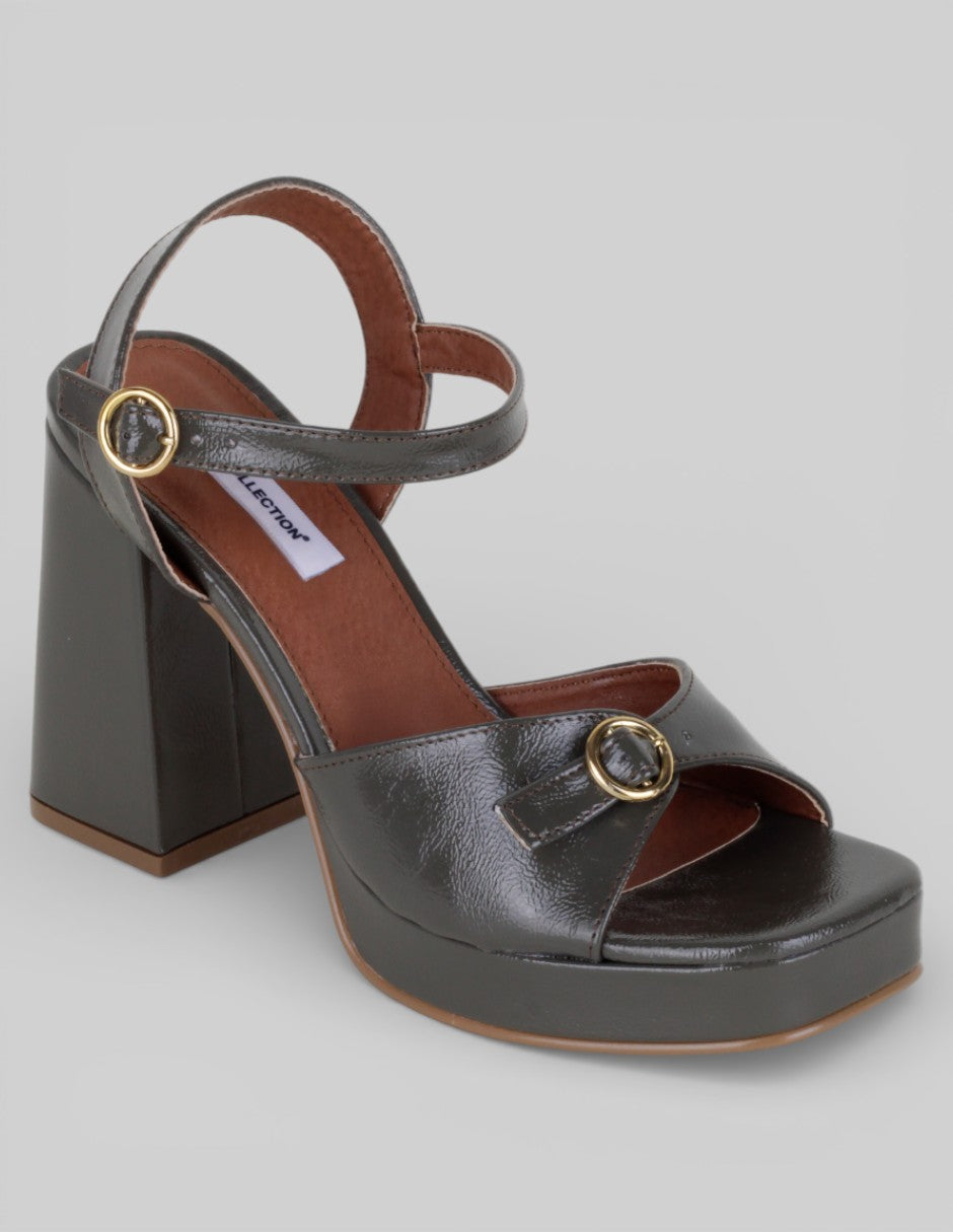 Sandalia con tacón Sylen en Piel vegana – Verde