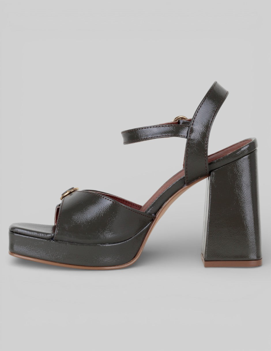 Sandalia con tacón Sylen en Piel vegana – Verde