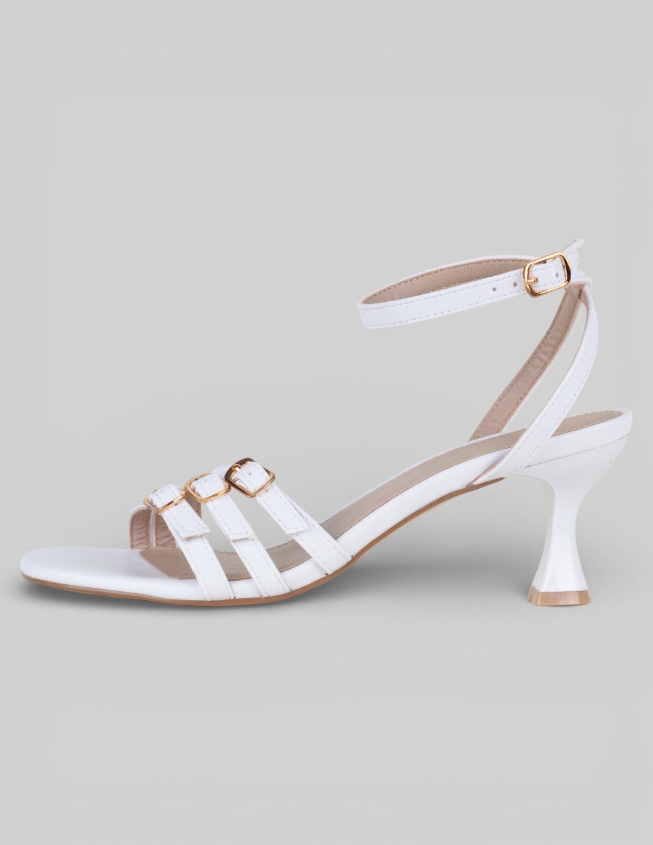 Sandalia con tacón Exterior Piel vegana Color Blanco Para Mujer De RBCOLLECTION