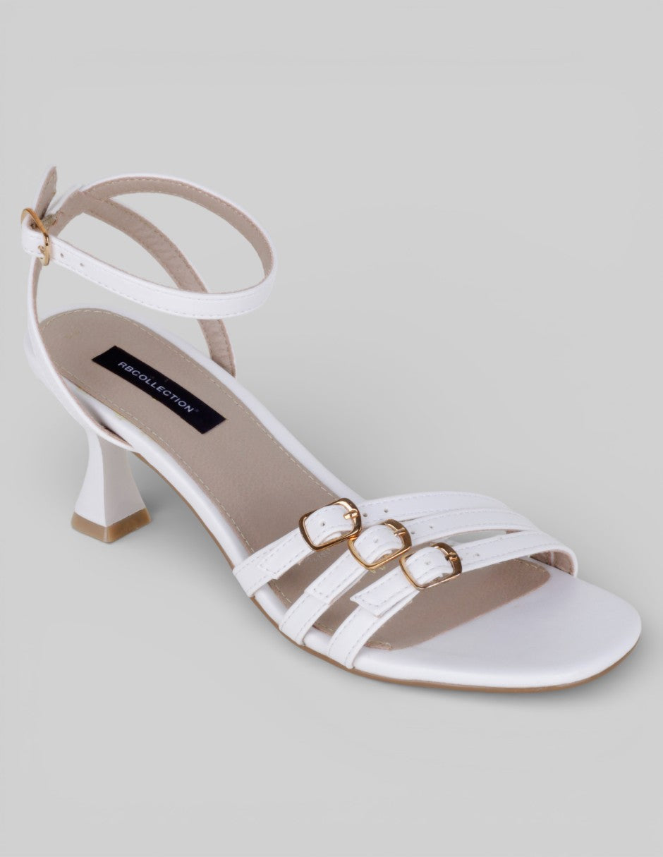 Sandalia con tacón Ave en Piel vegana – Blanco