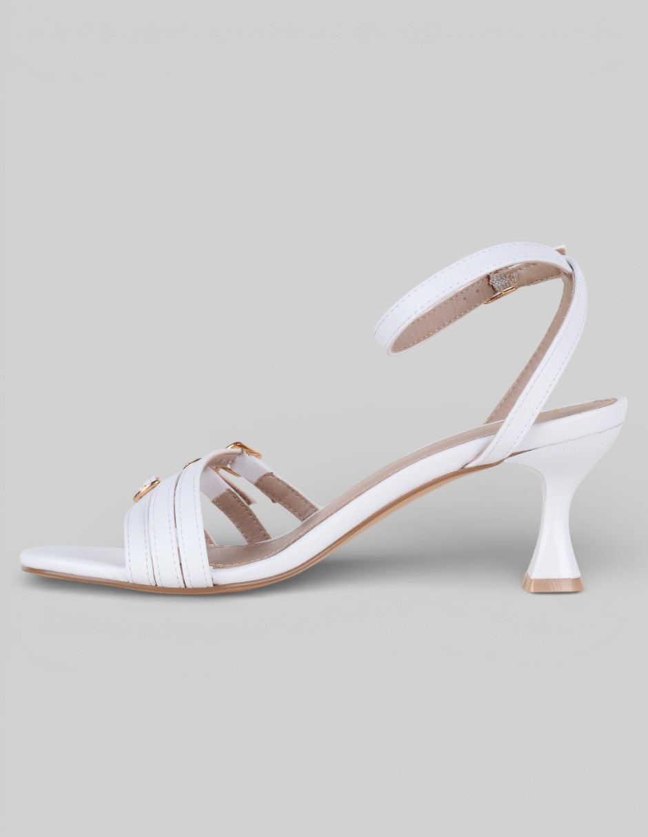 Sandalia con tacón Ave en Piel vegana – Blanco