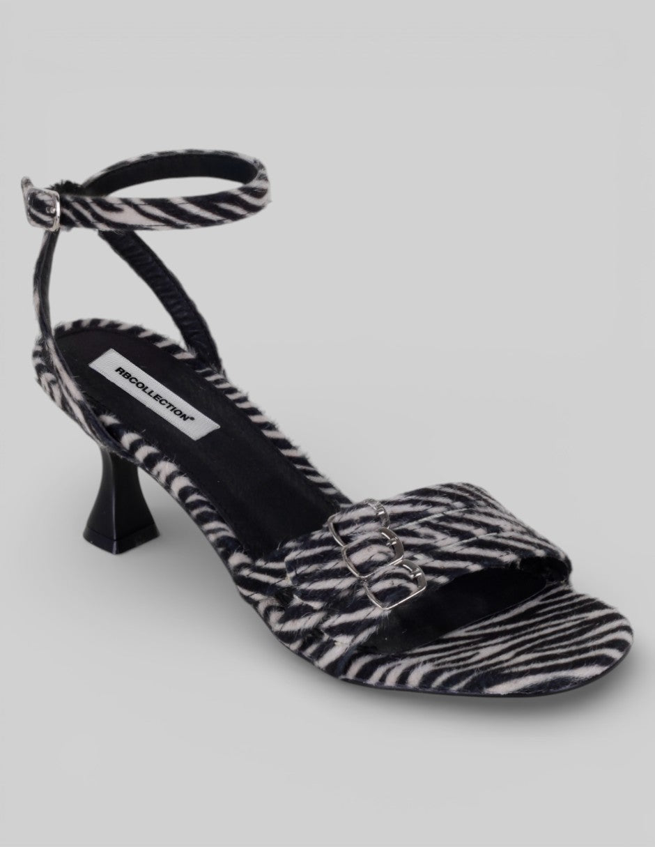 Sandalia con tacón Ave en Textil – Multicolor