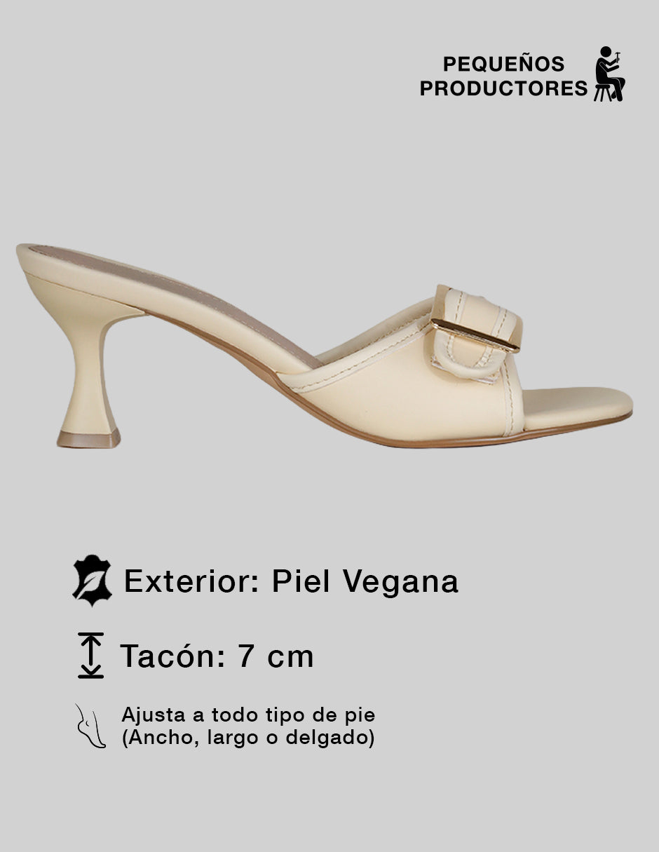 Sandalia con tacón Ave en Piel vegana – Latte