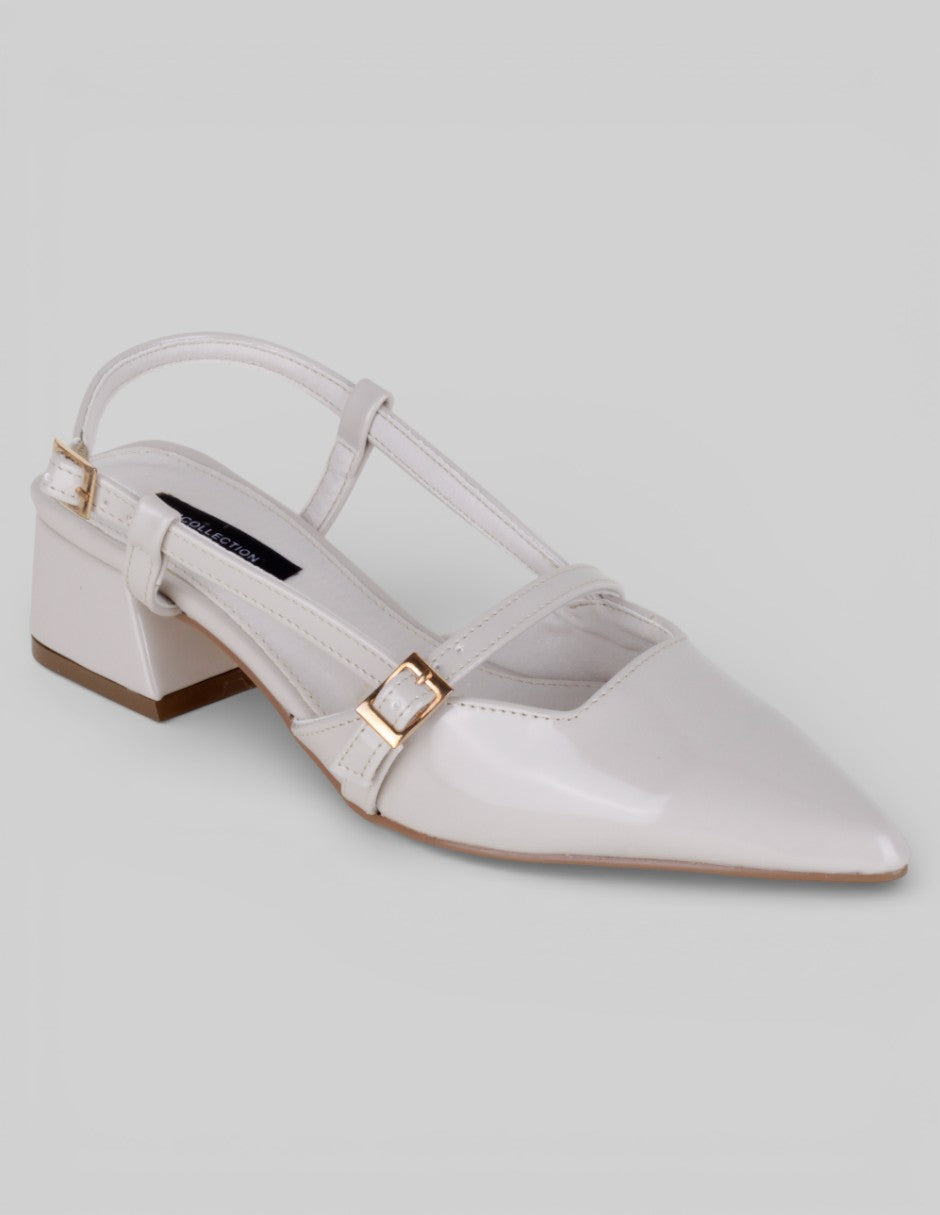 Zapatillas Slingback en Charol – Blanco