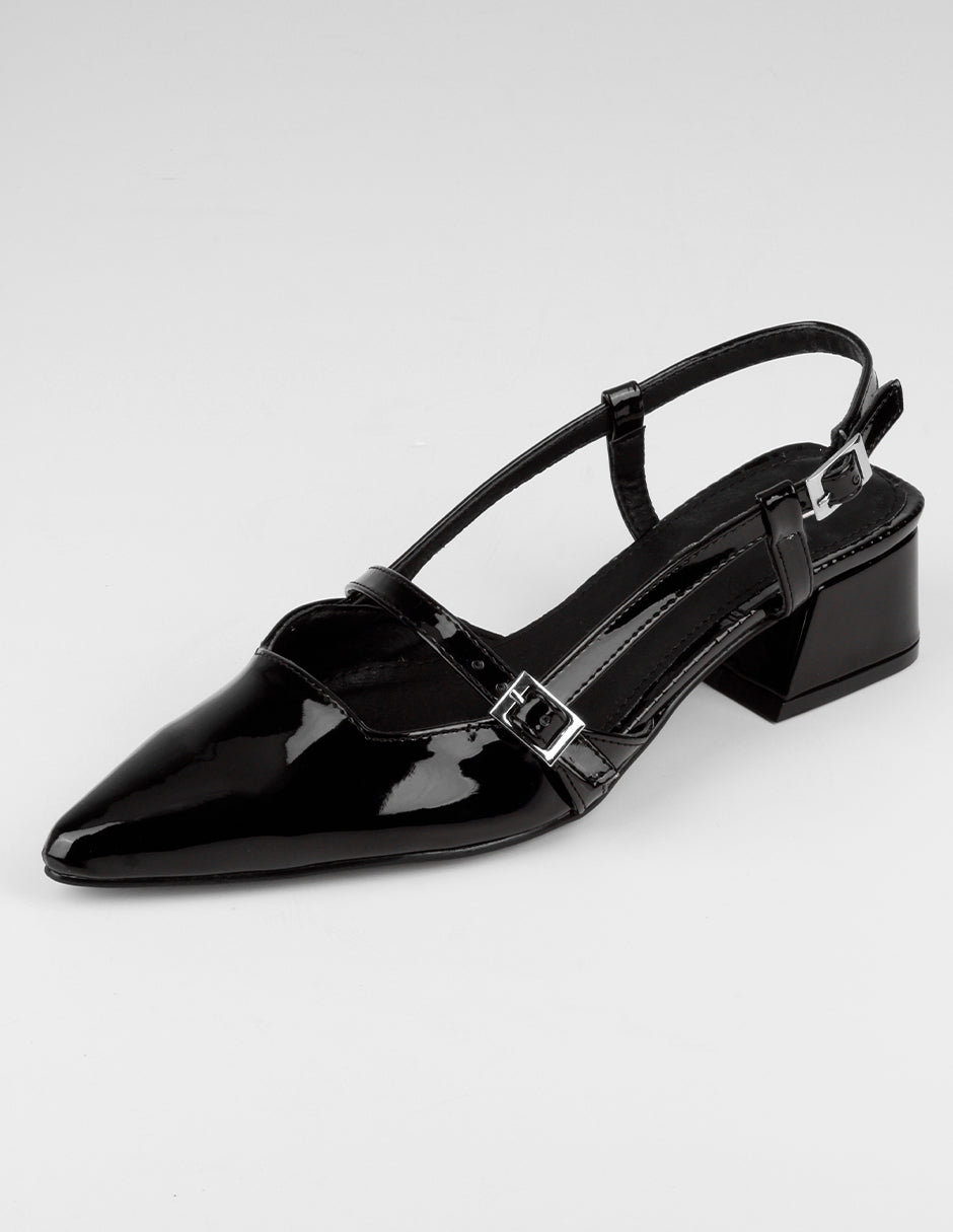 Zapatillas Slingback en Charol – Negro