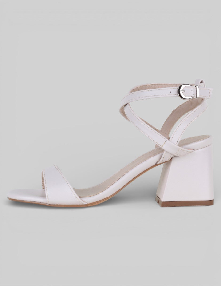 Sandalia con tacón Exterior Piel vegana Color Blanco Para Mujer De RBCOLLECTION
