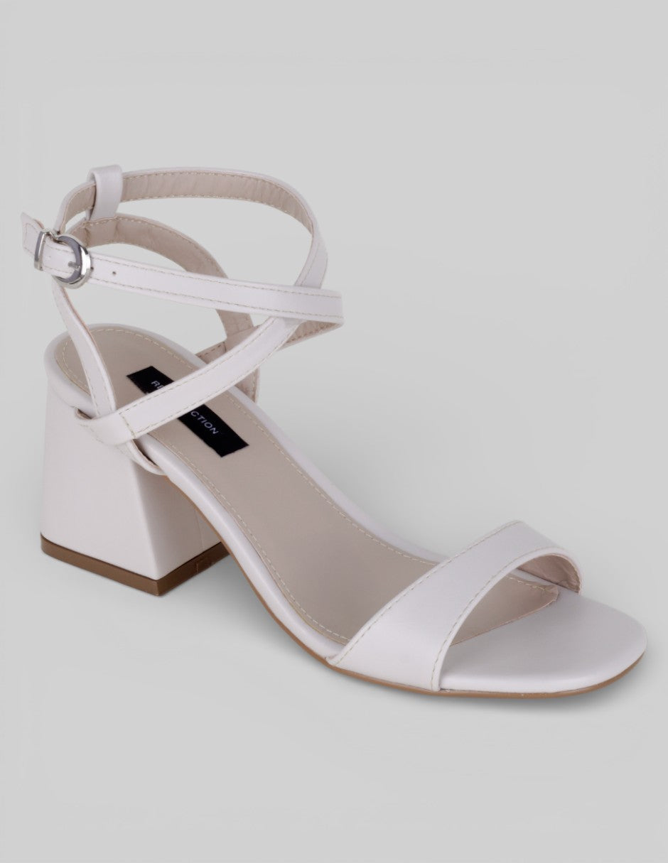 Sandalia con tacón Sylen en Piel vegana – Blanco