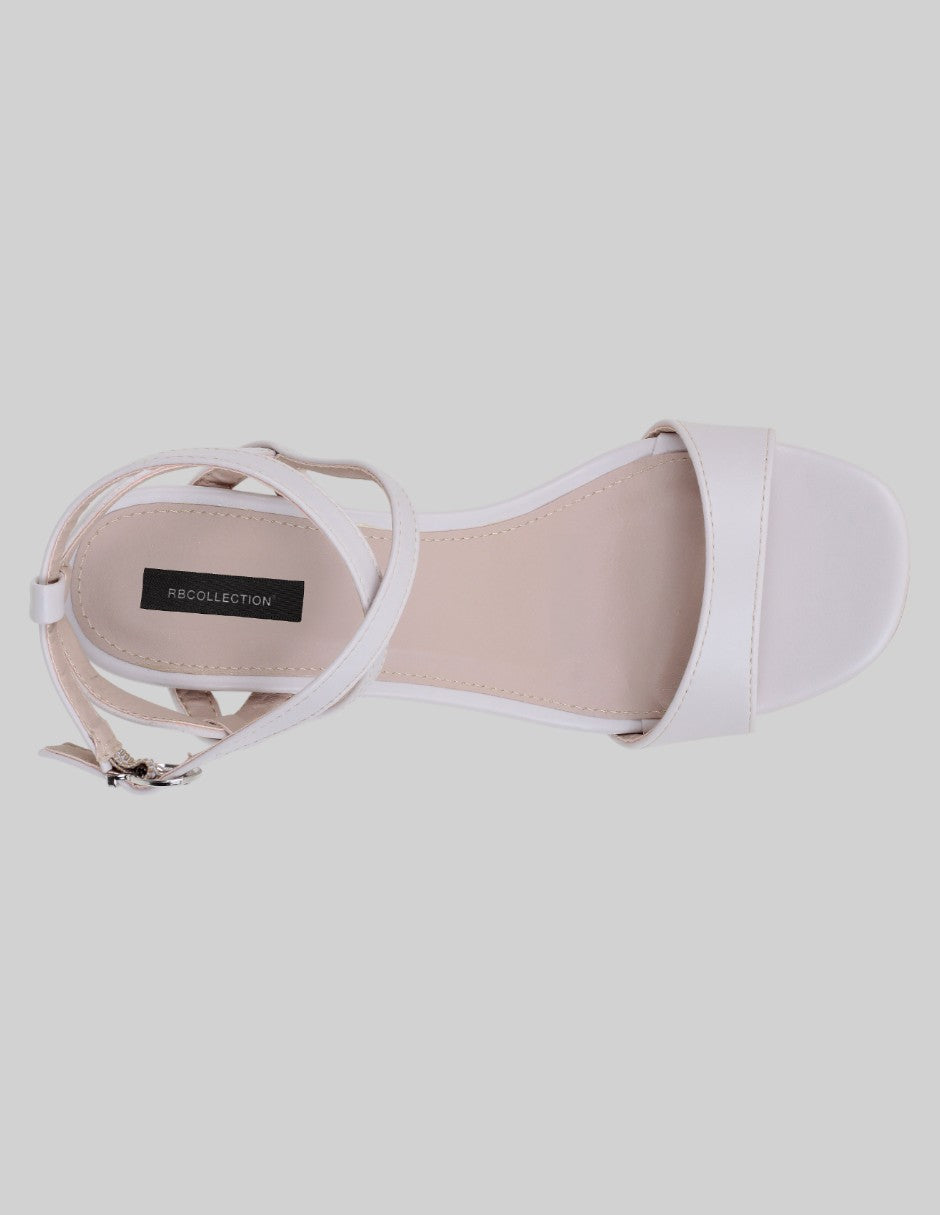 Sandalia con tacón Sylen en Piel vegana – Blanco