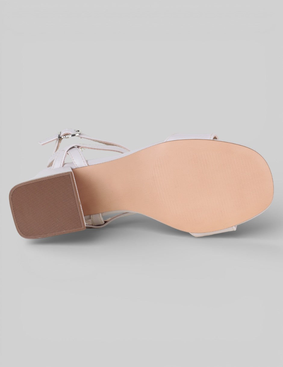 Sandalia con tacón Sylen en Piel vegana – Blanco