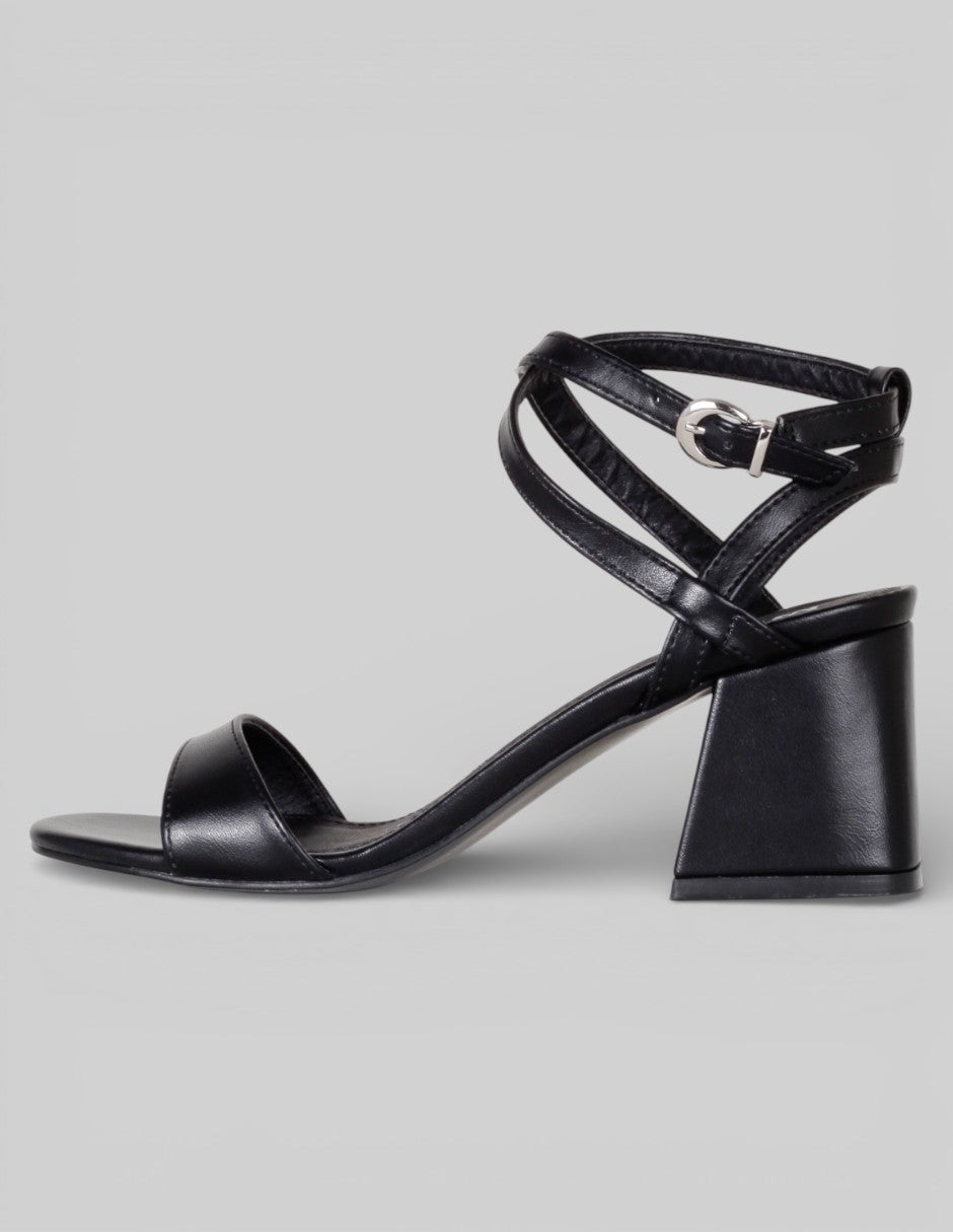 Sandalia con tacón Exterior Piel vegana Color Negro Para Mujer De RBCOLLECTION