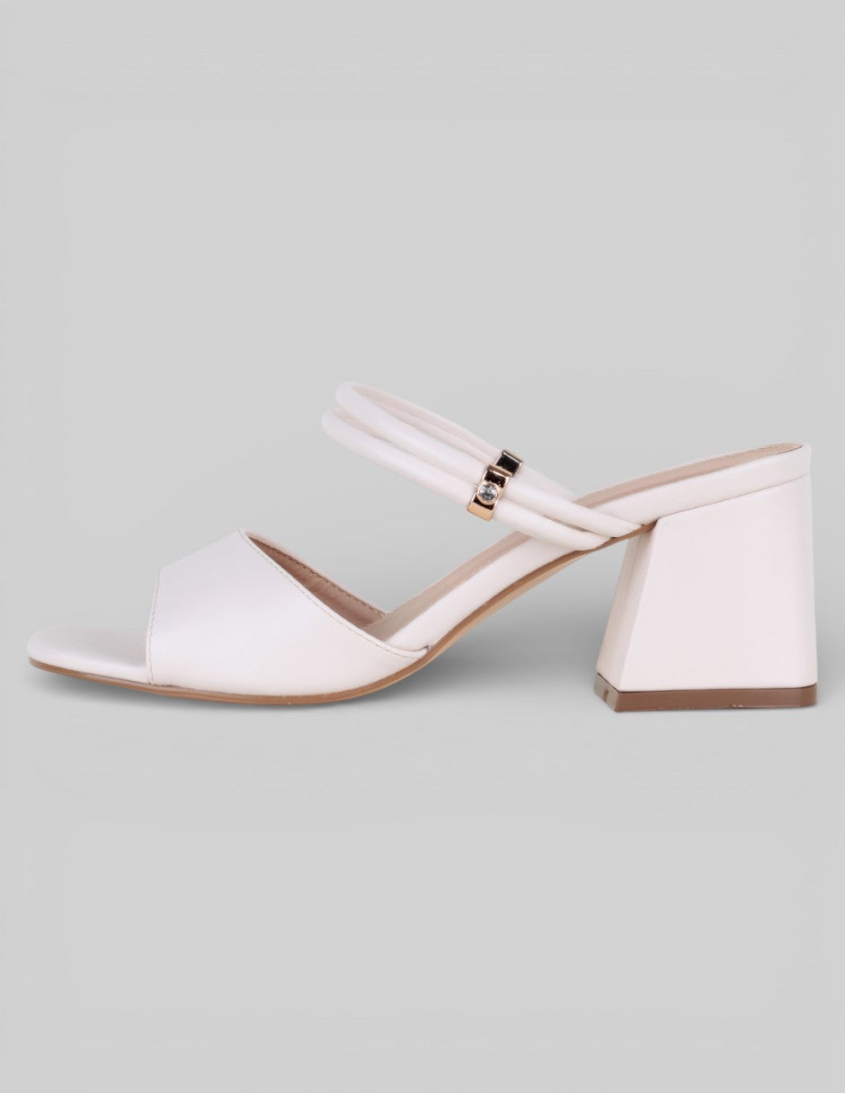 Sandalia con tacón Exterior Piel vegana Color Blanco Para Mujer De RBCOLLECTION